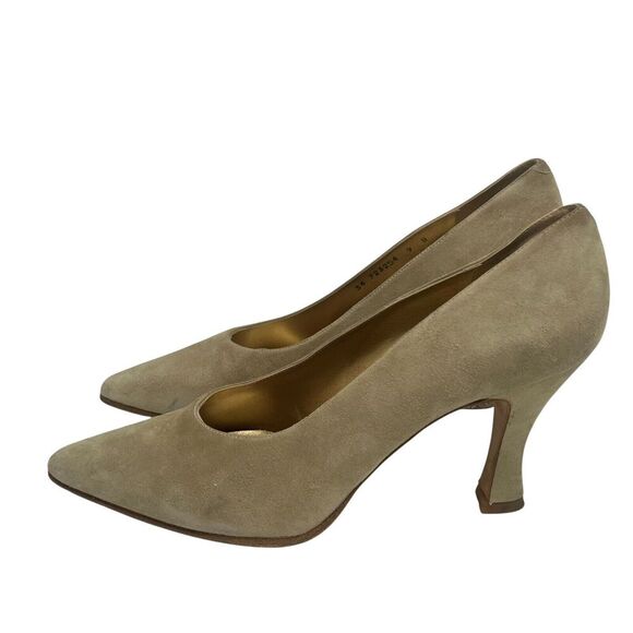 Enzo Angiolini Suede Leather Pointed Toe High Heel Shoes Pump Tan Beige Size 9 - Picture 3 of 8